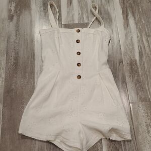Hollister White Button-Down Romper